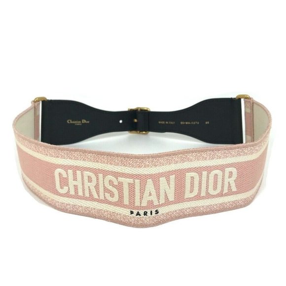 AUTHENTICITY GUARANTEED Dior Embroidery logo Thick belt wide belt Canva - Picture 1 of 16